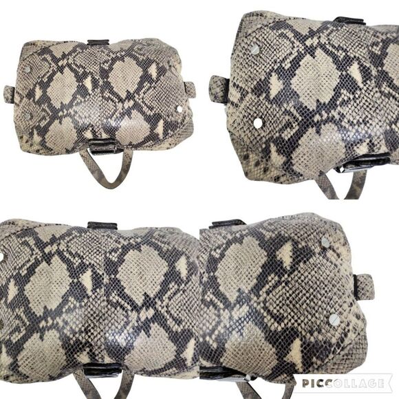 Michael Kors Heidi Dark Sans Satchel tan brown black silver snake print bag 2009 - Picture 5 of 16